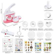 Badge Making Kit, 1 Set DIY Round Button Maker, Includes 48 Patterns And 48 Button Accessories, Press-Style Badge Maker Gift (Some Colors And Patterns Random) - Multicolor - View 15