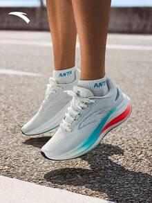 Anta Champion 5th Generation Men's Running Shoes, Shock-Absorbing, Breathable, Supportive, Anti-Slip Sports Shoes - Greyish White/Red Green - View 3