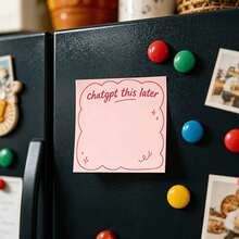 1/4pcs Cute Vintage Burgundy Curly Hair Doll Square Sticky Notes, Vintage Plush White Pom Pom Earrings, Humorous Stationery, Suitable For Students Office Daily Planning, Funny Gift, Desktop Decor And Workplace Memo Pads - one-size - View 3