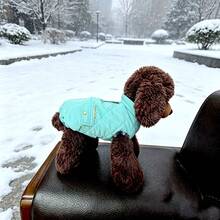 Back 30CM Dog Jacket, Windproof Dog Coat, Lightweight Puffer Vest | Winter Warm Jacket Cold Weather Coats For Small Dogs, Adjustbale Fit Leash Hole, Blue M - Cadet Blue - View 3