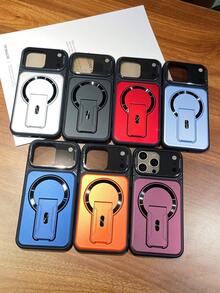 奢華磁吸支架相機保護手機殼，相容 iPhone 17 Pro Max 17 Pro 17 16 Pro Max 16 Pro 16 15 Pro Max 15 Pro 15 14 Pro Max 14 Pro 14 13 Pro Max 13 Pro 13 12 Pro Max 12 Pro 12 11，支援無線充電防震後蓋 - 淺藍色 - 查看 5