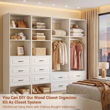 White Modern Closet System, 5.91Ft Wood Walk-In Closets Wardrobe Organizer, 23.5" Closet System With 2 Drawers & Hanging Rod & Open Shelf, 22.8" Closet Organizer System With 3 Drawers & 3 Adjustable Shelves, 2 Size - White - View 3