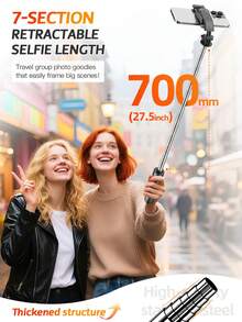 TOKQI Mini Selfie Stick With Auto Open Tripod,Wireless Bluetooth Wireless Remote Control, Detachable 360° Rotation Phone Holder,Extended Ground Stand Suitable For Smartphones Vlogging,Vacation,Travel,Holiday,Family Party,Recording,Shooting - TT22 - View 6