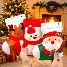 10 buah Kantong Hadiah Natal Berbentuk Kaus Kaki untuk Camilan/Permen Natal, Kantong Kemasan Hadiah Kecil untuk Permen Liburan/Dekorasi Pohon Natal, Tersedia Berbagai Gaya - View 1