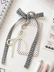 Fashion Polka Dot Print Card Holder Pendant, Bag Charm, Key Chain, Wallet, Business Bank Credit Card Holder For Men And Women , Badge Holder - Multicolor - View 2
