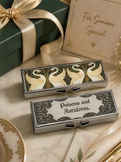 Retro Poison And Detoxification Cute Medicine Box - Retro Swan Medicine Box, Exquisite Medicine Container, 6-Day Weekend Storage Box, 6-Compartment Vitamin Dispenser, Small Item Box, Suitable For Travel, Dorm, Vacation, Outdoor, Portable, Gift For Her, Holiday Gift, Teacher's Day, Christmas, Halloween