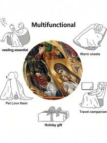 1pc Modern Minimalist Soft Comfortable Blanket, Animal Floral Pattern, Multi-Purpose Throw For Sofa, Bed And More, Outdoor Camping Leisure Blanket, Suitable For Home, Picnic, Travel, All Seasons Comfort, Gift Blanket For Family And Friends - Multicolor - View 6