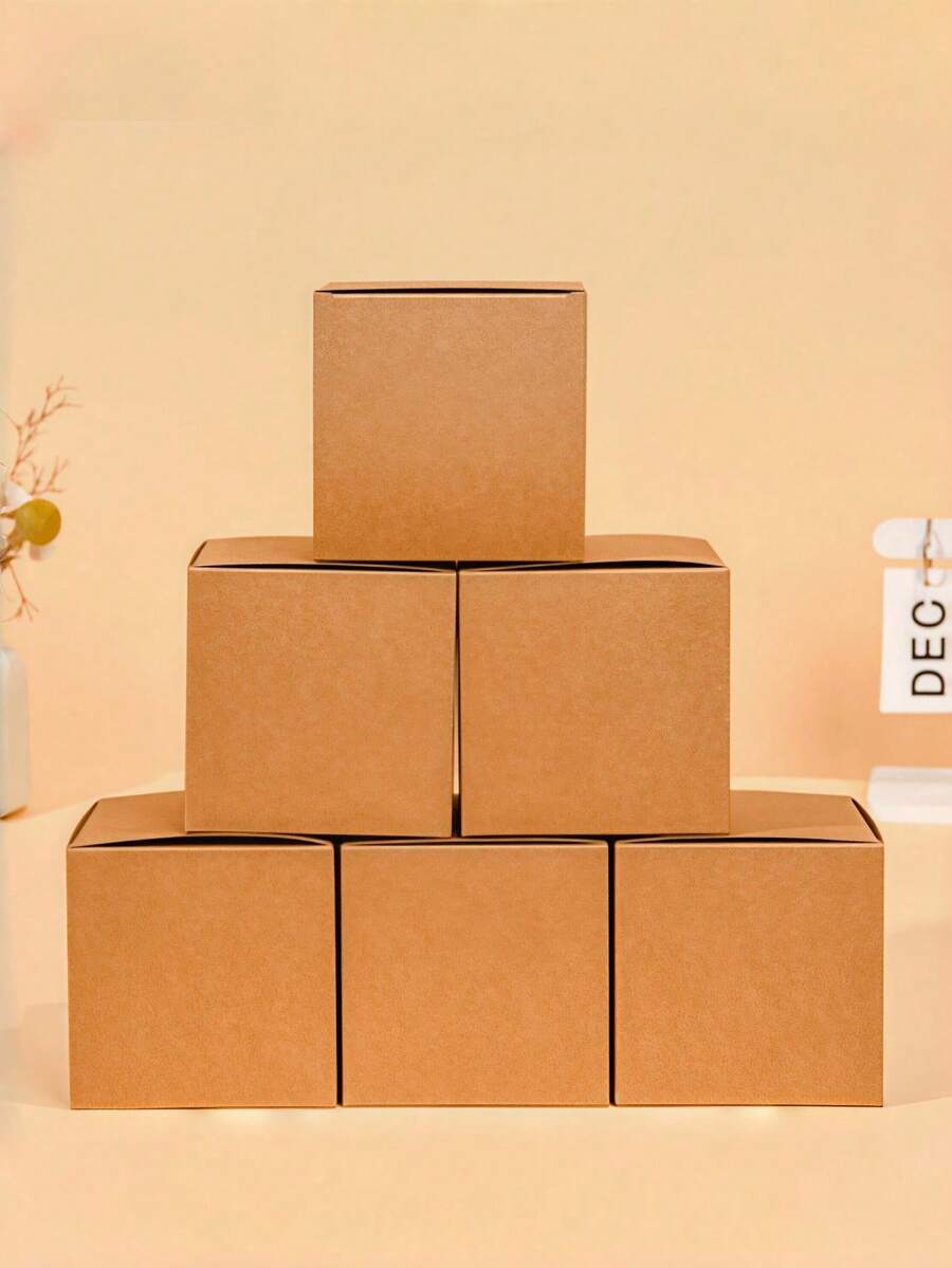 10pcs/20pcs/30pcs 10*10*10cm Gift Boxes, Small Gift Boxes, Black/White/Natural Kraft Paper Boxes With Lids, Suitable For Party Favors, Candle Packaging, Birthday, Wedding, Party Gift Decoration, Christmas Gift Decoration And Other Gift Boxes, Garden - Multiple Styles - View 1