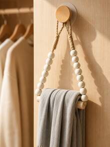 1pc No-Drill Wall-Mounted Rope Woven Toilet Paper Holder, Kitchen Wall-Mounted Paper Towel Rack With Hook, Modern Home Fashion Bathroom Accessory, Woven Toilet Paper Holder, Rope Hanging Paper Towel Roll, Vintage Natural Unique Bathroom Accessory - Multicolor - View 5