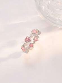 2 Buah Cincin Hati Stainless Steel, Set Cincin Gaya Dopamin, Cocok untuk Pemakaian Sehari-hari Wanita - Perak - View 5