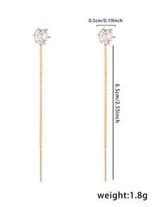Tassel Ear Thread Piercing Earrings, 1 Pair - Yellow Gold - View 5