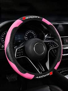 Carbon Fiber Pattern Sports Steering Wheel Cover, Premium PU Leather Non-Slip Grip, Fits 14.5-15 Inch Steering Wheels (Sedan/SUV/Truck), Racing Style Interior Accessory - Movement Letters - View 19