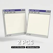 2 Packs Total 100 Sheets, Vintage Computer Sticky Notes, Retro Notepad Memo, Old-Style Windows Style Self-Adhesive Reminder Notes, Suitable For Office School Desktop - Multicolor - View 7