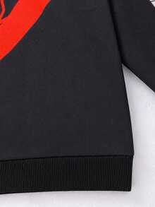 Boys Halloween Spider Print Sweatshirt, Kids Party Long Sleeve Pullover Sweatshirt - Black - View 5