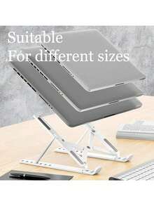 ABS Folding Laptop Stand, Multi-Position Height And Angle Adjustable, Compatible With Various Laptop Sizes; Full Silicone Anti-Slip Soft Padding, Support Feet And Back Panel Fully Covered With Anti-Slip Pads, Anti-Slip And Anti-Scratch To Protect Devices. Hollow Triangular Support Structure Provides Ventilation Space, Accelerates Laptop Cooling, Reduces Overheating - Multicolor - View 6