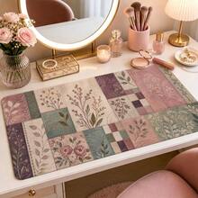 Grey Rose Patchwork Extended Mouse Pad, Cozy Quilted Garden Style Desk Mat, Soft Floral Pattern Computer Pad, Wide Keyboard Mat, Suitable For Country Style Office, Dorm, Laptop Setup, Handmade Decor, Gift, Non-Slip Rubber Bottom - View 14