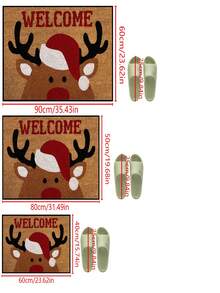 1pc Funny Welcome Christmas Deer Pattern Welcome Doormat, Harvest Season Pattern Simple Style Short Plush Quick Dry Non-Slip Machine Washable Entrance Mat, Suitable For Kitchen, Bathroom, Dining Room, Hallway, Party, Gathering, Holiday, All Seasons, Yard Home, Christmas Season, Party Supplies - Burnt Orange - View 6
