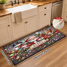 1pc Kitchen Floor Mat, Soft Faux Cashmere Material, Christmas Theme Cartoon Non-Slip Floor Mat, Suitable For Kitchen, Bathroom, Entrance Door, Holiday Atmosphere Decorative Floor Mat, Multi-Scenario Use Non-Slip Floor Mat, Christmas Room Decoration, Holiday Gift - Multicolor - View 12