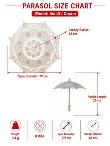 1pc Lace Umbrella, Crochet Lace Umbrella, Sun Protection Umbrella, Hollow Out Decor Umbrella, Wedding Celebration Photography Prop - Multicolor - View 8