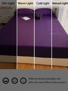 Violet 素色親膚磨毛床單套組 (1件床單+2件枕套)，適用於臥室與客房，四季皆宜，可機洗，深綠色/藍色/深棕色/酒紅色/淡黃色/咖啡棕色/淺灰紫色/白色 - 紫羅蘭色 - 查看 11