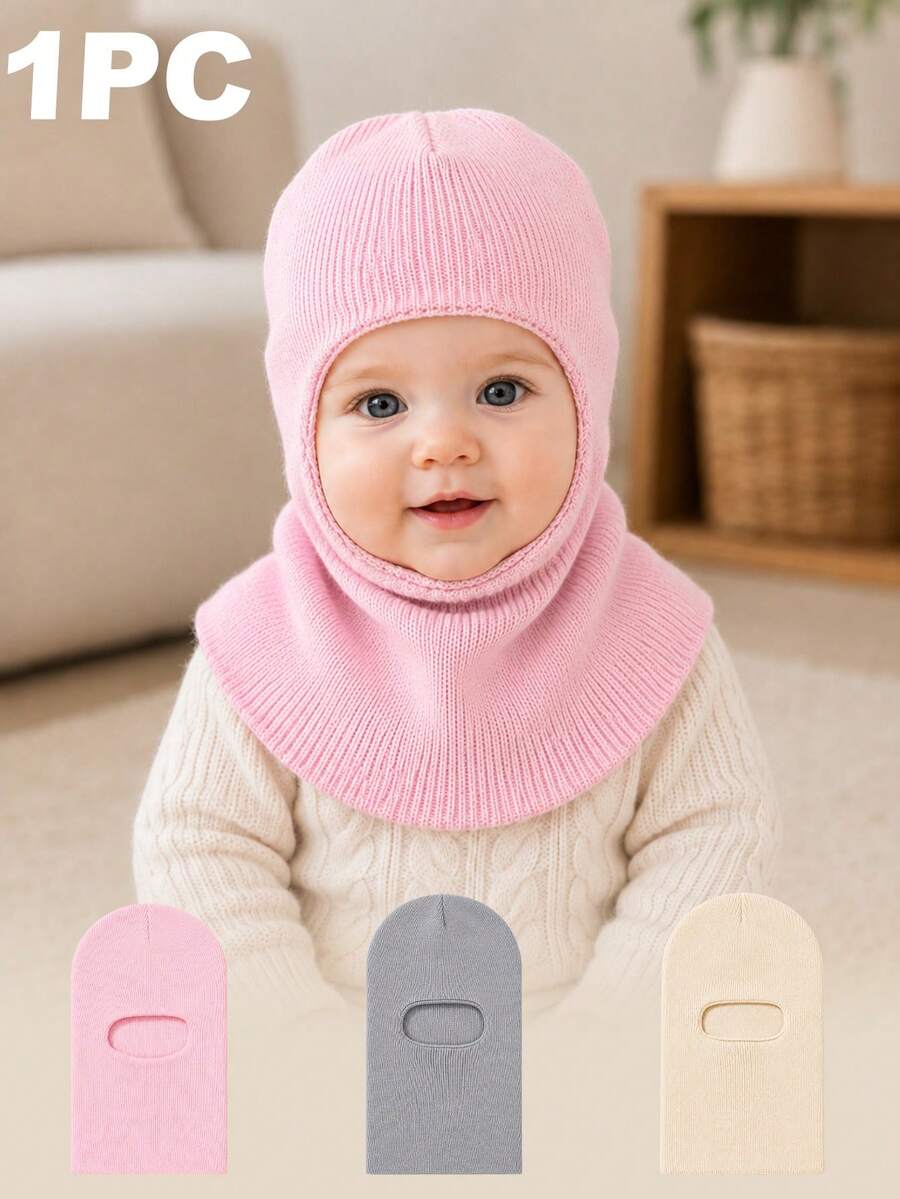 1 buah Topi Balaclava Rajut Warna Polos untuk Bayi Musim Dingin dengan Penghangat Leher, Hangat dan Nyaman, Unisex, Sederhana dan Serbaguna untuk Aktivitas Luar Ruangan dan Sehari-hari - MultiWarna - View 1