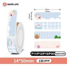 Marklife 1 Rol 0,55x1,97 Inci (14*50mm) 130 Lembar Kertas Label Termal, Tahan Air, Kertas Premium - Sempurna Untuk Mengatur dan Memberi Label, Kompatibel Dengan Printer Tanpa Tinta P11, P12, P15, P50, Untuk Penyimpanan di Rumah dan Label Nama, Catatan Hadiah, Dll. - View 10