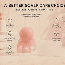 2pcs Octopus Head Scalp Massage Shampoo Brush, Resin Octopus Comb For Head Massage, Gua Sha Acupuncture SPA Function Design, Suitable For Daily Scalp Care, Relaxation Massage And Health Maintenance - Multicolor - View 4