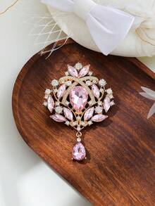1pc Oversized Crystal Vintage Water Drop Brooch, Suitable For Women's Wear Or Wedding Bouquet Decoration, Jewelry Accessory - Silver - View 19