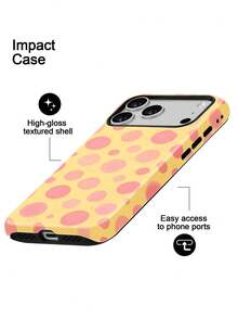 Cream Yellow And Pink Polka Dot Case For IPhone18 Pro Max,17,17Pro Max,16Pro,15Pro Max,13pro,15,14,14Pro,13,12,11 - Creamy Yellow and Pink Polka Dot - View 4