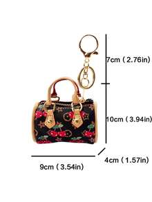 1pc Cute Cherry Pattern Mini Handbag Crossbody Bag, Portable Lipstick Holder Keychain With Detachable Metal Chain, Zipper Closure, Can Store Lipstick, Earphones And Other Small Items, Fresh Girly Style Versatile Mini Storage Bag - Pink - View 9