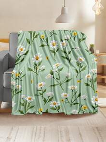 1pc Soft & Comfortable Modern Floral Pattern Flannel Blanket, 2D Printed Throw Blanket For Office Nap, Sofa & Bed Decor, Outdoor Camping Leisure Blanket, Perfect Gift For Family & Friends - Multicolor - View 3