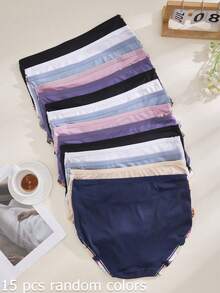 15pcs Plus Size Printed Comfortable Women Panties, Basic Intimate Underwear - Multicolor - View 3