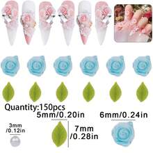 150pcs Mixed Color Floral Acrylic Set, Suitable For DIY Jewelry, Nail Art, Phone Case, Clothing And Handmade Accessories Material - DIY - View 7