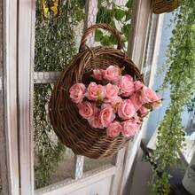 Rustic Woven Rattan-Style Hanging Wall Planter Basket, Handcrafted Wall-Mounted Flower Pot For Yard, Balcony, Garden, Vintage Pastoral Atmosphere, Woven Wall Hanging Flower Vessel, Easily Create A Healing Pastoral Corner - New Model - View 10