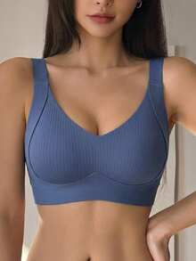 DAZY Full Coverage Adjustable Bra, Wirefree Lift & Support For Big Bust, Minimizes Underboob, Plus Size - Blue - View 6