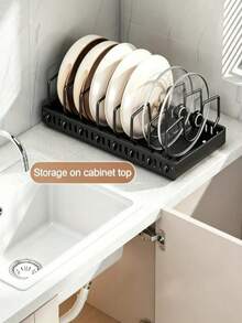 1pc Cabinet Pull-Out Storage Box For Pots, Pans, Bowls, Pull-Out Pot And Pan Organizer,Easy Assembly Large CapacityAdjustable Dividers Sliding Lid Holder And FlatBottom Pan Holder For The Kitchen. Sliding Can Store Lid, Baking Tools Plates. - Multicolor - View 7