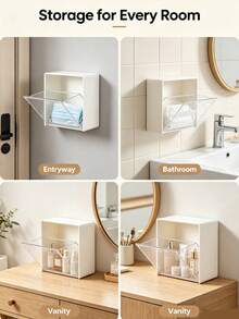 1/3pcs Wall-Mounted Storage Box, Cosmetic Organizer, Jewelry Box, No-Drill Storage Rack, For Organizing And Storing Dental Floss, Hair Ties, Hair Clips, Powder Puffs, Suitable For Home, Dorm, Bathroom Decor And Accessories, Back To School Supplies, Dorm Essentials - Multicolor - View 7