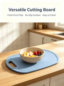 1/2pcs Blue Plastic Kitchen Cutting Board, Built-In Handle, Lightweight And Portable, Convenient For Daily Use, Hangable, Suitable For Preparing Fruits, Vegetables And Fast Food, Kitchen Decor - Mint Blue - View 3