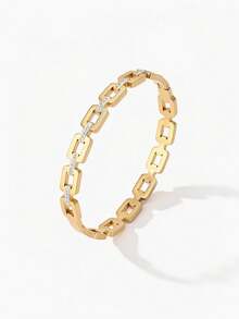 Vandermere Pulsera De Forma Rectangular De Acero Inoxidable Y Titanio Con Diamantes De Imitación, Color Dorado, Moderna Y Versátil - Dorado - Ver 5