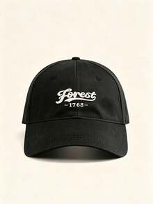 1pc Unisex Curved Brim Baseball Cap, Forest‑1768 Vintage Script Embroidery, American Retro Style, Adjustable, For Hiking, Casual, Street, Travel - Multicolor - View 12