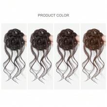 Dragon Beard Bun Wig For Women, High-End Layered Hair Scrunchie, Flower Bud Bun Hair Accessory, Volumizing Hair Tie, Hair Styling Tool - Black - View 4