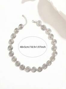 1pc Fashionable Personalized Versatile Geometric Spiral Vortex Patchwork Necklace For Women, Suitable For Daily Commute, Party And Gathering - Silver - View 4