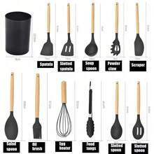 17 Piece Silicone Kitchen Utensil Set With Holder, Heat Resistant Cooking Utensils, Non Stick Pan Friendly, Modern Stylish Kitchen Tools For Daily Cooking - Default - View 4