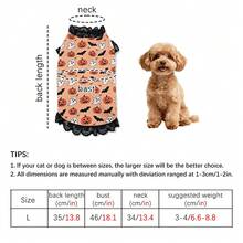 Halloween Pet Costume, Funny Pumpkin Bat Ghost Print Lace Trim Pet Vest, Holiday Party Outfit, Suitable For Small Dogs, Cats, Teddy, Bichon - Multicolor - View 12