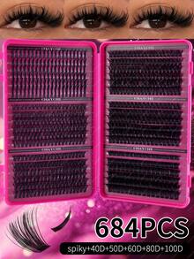CMAYOME 600/684/708/720pcsDIY Eyelash Clusters, Baby Eyes, Anime Eyelashes, Enlarged Eyelashes For Both Eyes, Elongated Eye Tails, Suitable For Various Makeup Looks, Popular Eyelashes Small And Cheap, Suitable For Daily Use, Parties - DD - View 3