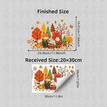 1/4sheet Fall Thanksgiving Glass Sticker, Maple Leaf Pumpkin Decals, Removable Stickers For Home Window Kids Bedroom Autumn Harvest Party Decor - Multicolor - View 12