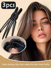 3/1pc Set 3-In-1 Fluffy Seamless Hair Clips, Fluffy Hanging Hair Clips, High Top Hair Clips, Seamless Hair Clips, Fix Hairstyle, Long-Lasting 3D Fluffy High Top Hair Clips, Non-Slip Handle Design, Repair Hairstyle, Styling Tools, Comfortable And Easy To Use, Suitable For Home And Travel, Hair Styling Tools, Claw Clips - Multicolor - View 1