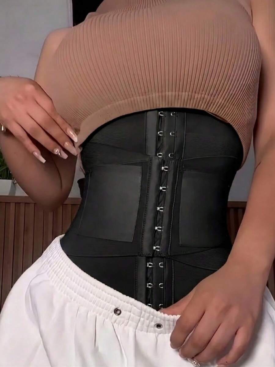1pc Reinforced Waist Cincher Waist Trainer Body Shaper Tummy Control Waist Belt - Black - View 1