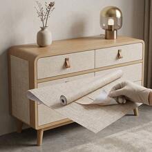 1 rulle självhäftande beige linnetexturerad tapet, avtagbar självhäftande väggdekor, krämig stil för möbelrenovering, lämplig för skrivbord, skåp och fondvägg, avtagbar design, lämplig för hyresgästers heminredning, väggdekoration och rumsdekoration - 1PC - Visa 15