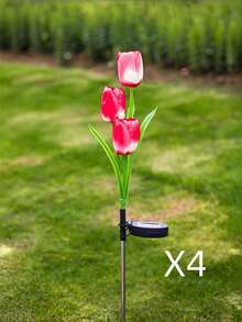 1pc/4pcs New Solar Powered LED Tulip Ground Lights, Tulip-Christmas-Tulip Solar Garden Lights, Waterproof Outdoor Yard Decoration, Pink Solar Lights, Perfect For Weddings, Festivals, Confessions, Proposals, Anniversaries, Gardens, Flower Beds, Music Festivals, Valentine's Day, Mother's Day, Christmas, Halloween, Perfect Gift For Mom, Women And Grandma - Tulip - View 12